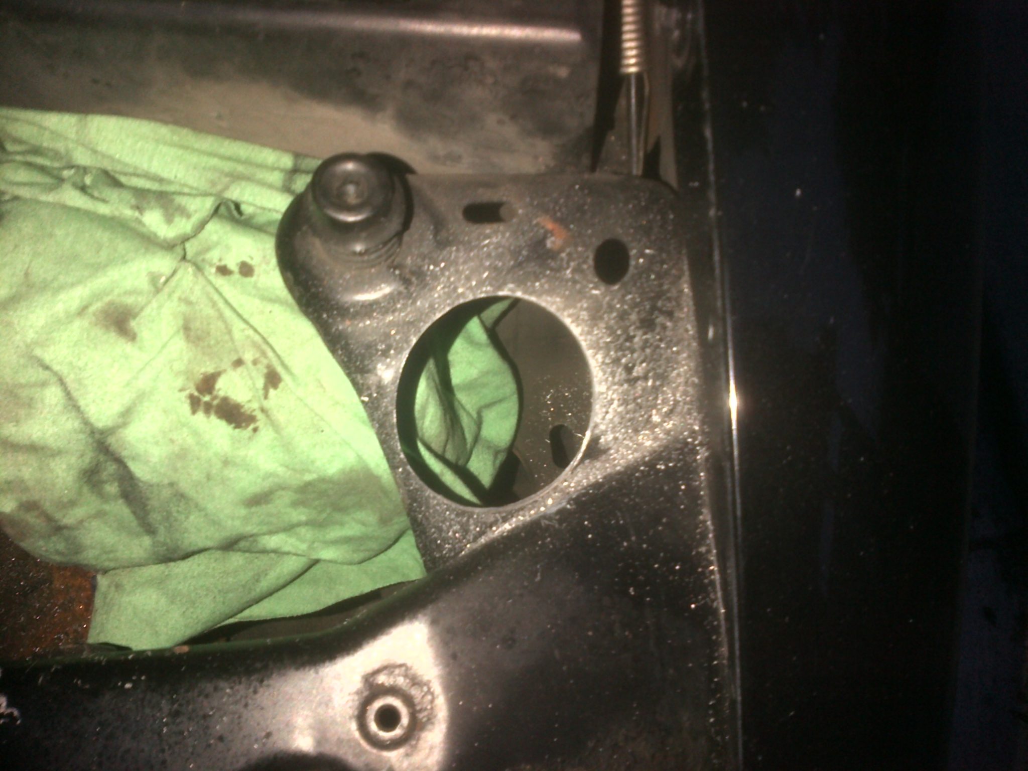 Camaro hood support hole sawed